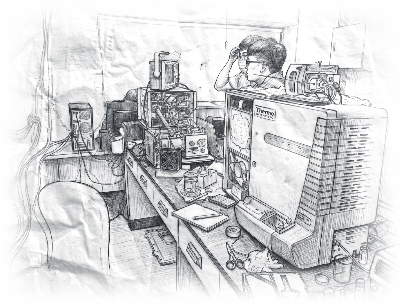 Custom-built mass spectrometry inlet on the optical table